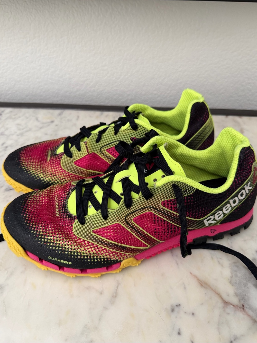 Reebok Women's Neon Yellow Pink Black Athletic Shoes